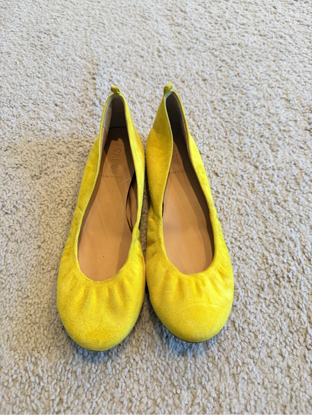J. Crew Bright Yellow Suede Ballet Flats